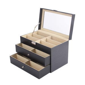 2024 مخصصة PU Wood Navy Blue Sunglasses Boxes