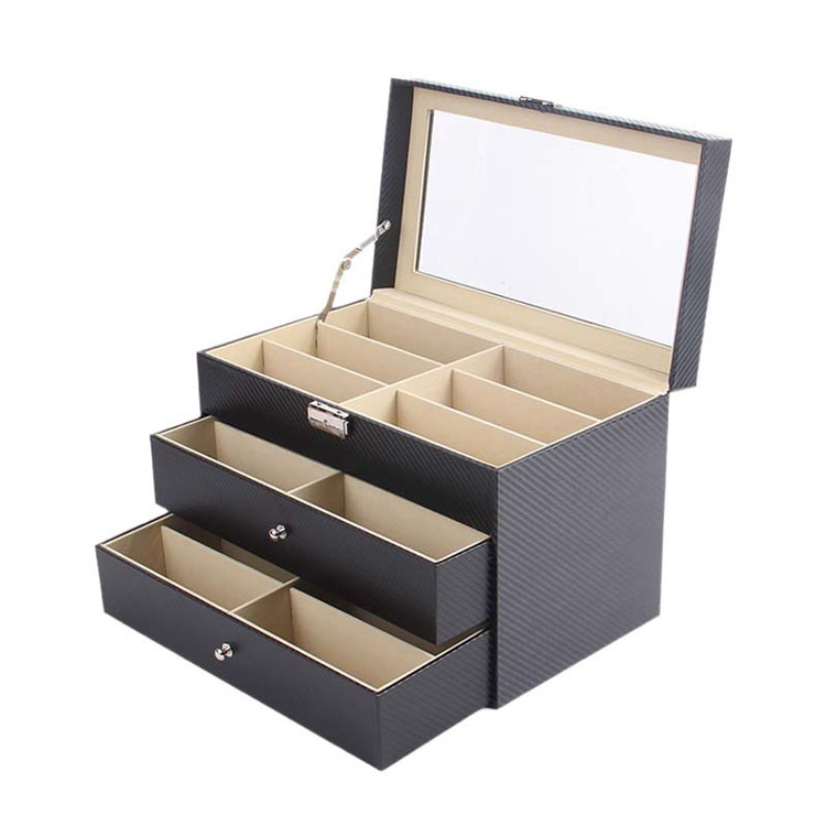 2024 مخصصة PU Wood Navy Blue Sunglasses Boxes