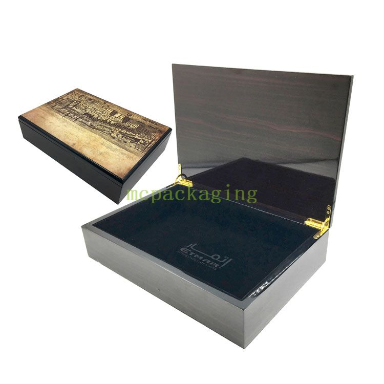 KSA Jeddah Season Wooden Box Factory مخصص السعودي العربي العالي اللامع مربع تاريخ الحلو للهدية