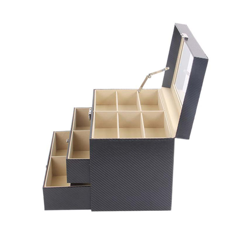 2024 مخصصة PU Wood Navy Blue Sunglasses Boxes