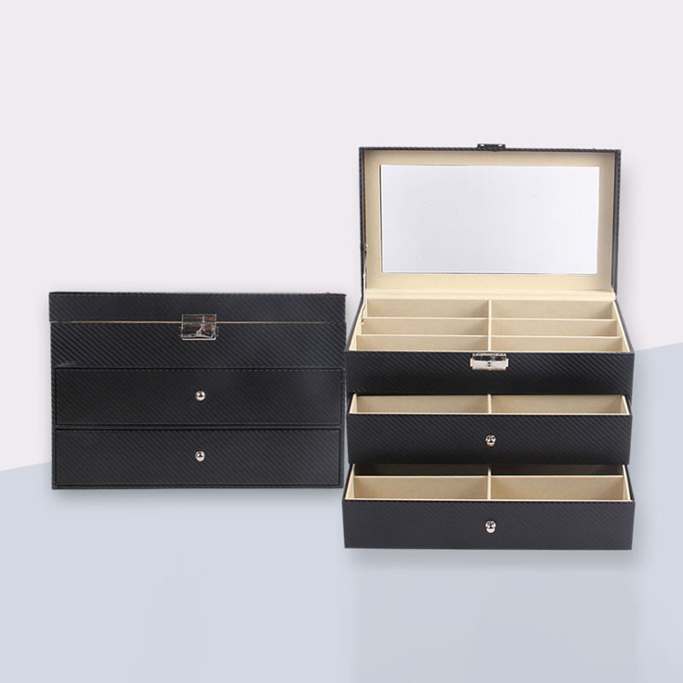 2024 مخصصة PU Wood Navy Blue Sunglasses Boxes
