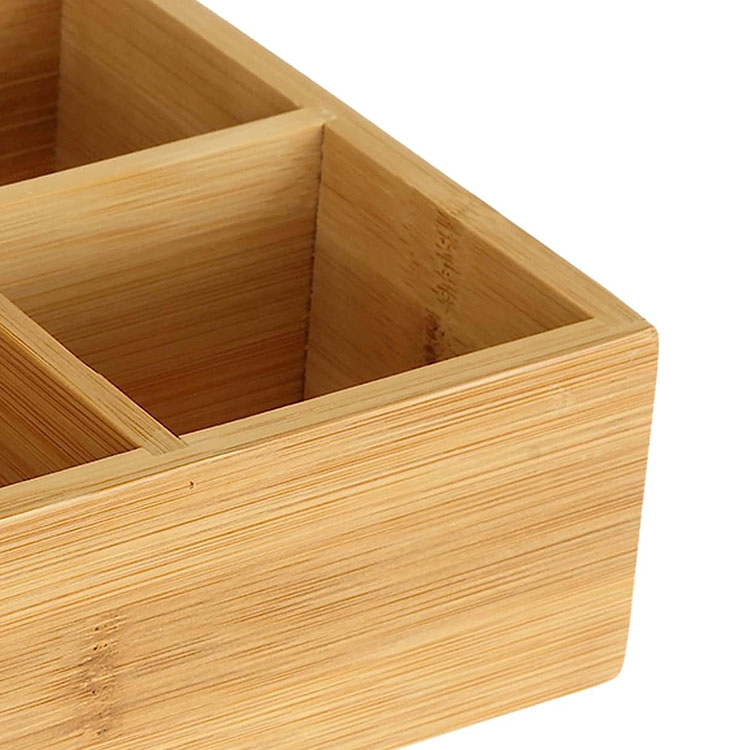 Bamboo Tea Bag Bag Organizer Wood Hot Tea Bag Bag Drawer Ruder Organizer مع 6 مقصورات شاي صندوق شاي لمحطة القهوة