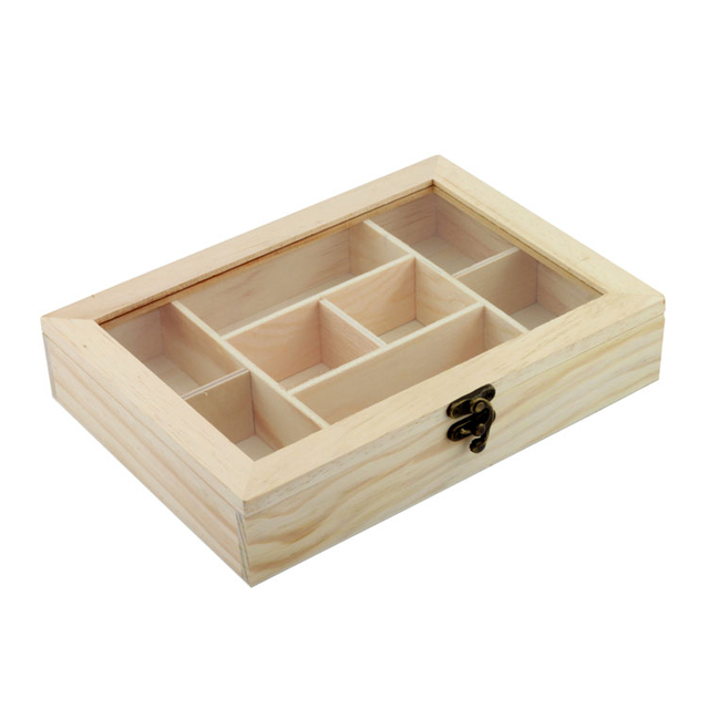 مصنع الخشب مصنع مخصص مصنع خشبي مربع مخصص بالجملة مخصصة الشعار الزجاجية غطاء حقيبة الشاي الخشبية للهدية