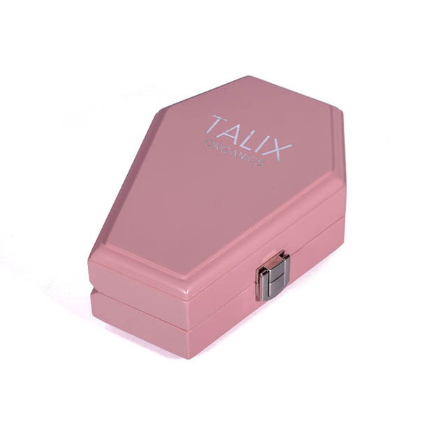 فضية مزدوجة العمود المفصل الياباني قفل PIN الجلود الداخلية الداخلية الإبداعية سداسي العطور على شكل تابوت على شكل عبوة خشبية