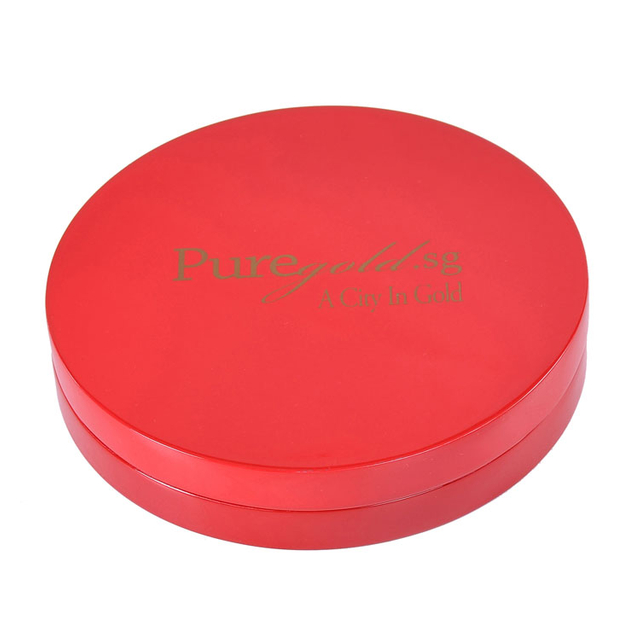 ضوء LED شكل دائري ورنيش مجوهرات صندوق خشبي