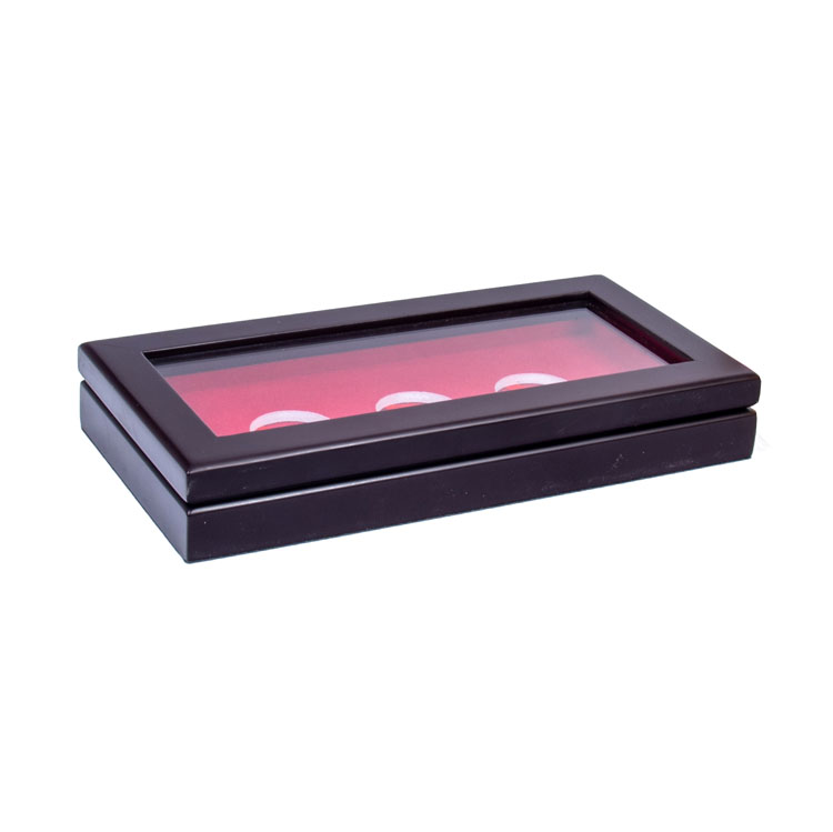 Luxury Custom Logo 3 Slots Collection Coins Wood Box Box Souvenir MDF Wooden Silver Coin Box لعرض Woodbox