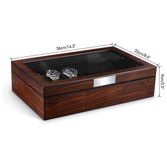 صندوق ساعة خشبي صندوق ساعة خشبي هندي إسبرسو صلب 12 فتحة صندوق ساعة خشبي