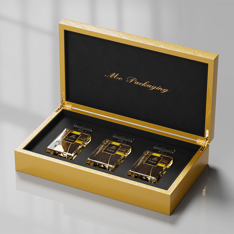 صندوق خشبي فاخر بتصميم طلاء لامع مثل صندوق العطور يقبل زجاجات العطور الفاخرة ذات الشعار المخصص مع عبوة صندوقية