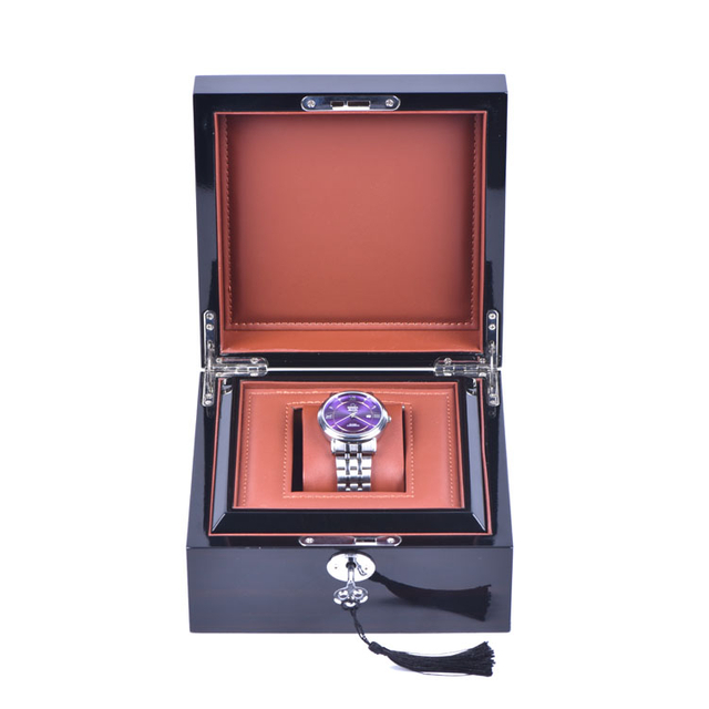 صندوق خشبي مصنع مخصص شخصية مخصصة خشبية سوداء طلى ساعة التعبئة مربع Woodbox