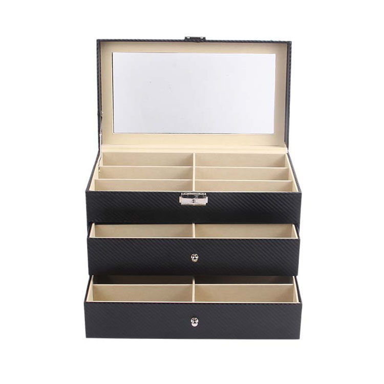 2024 مخصصة PU Wood Navy Blue Sunglasses Boxes